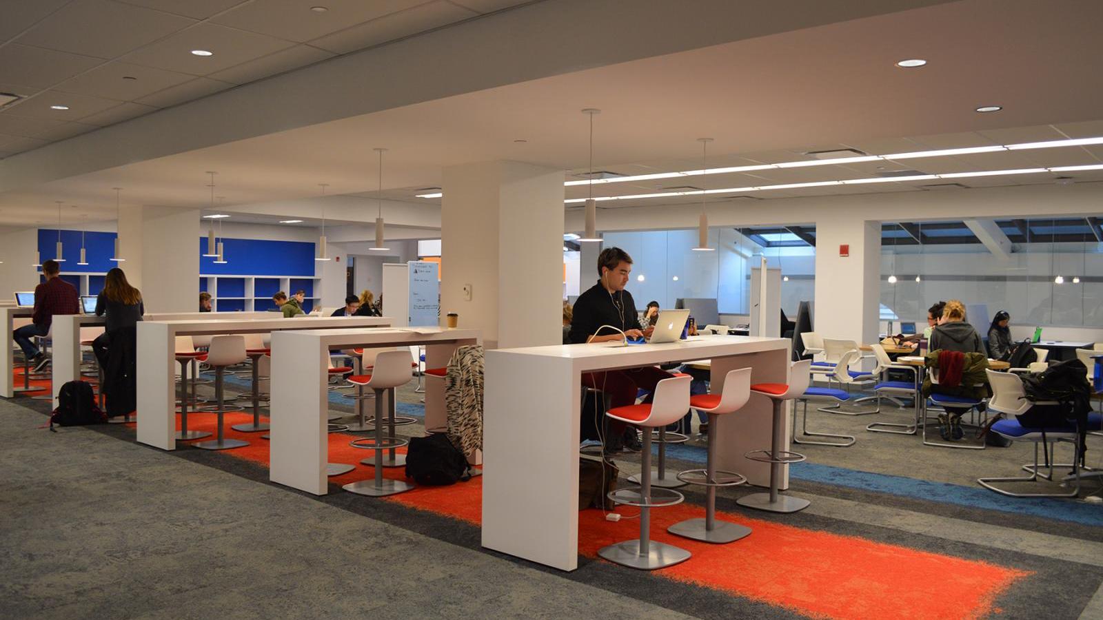 Students at desks in the Knowledge Center
