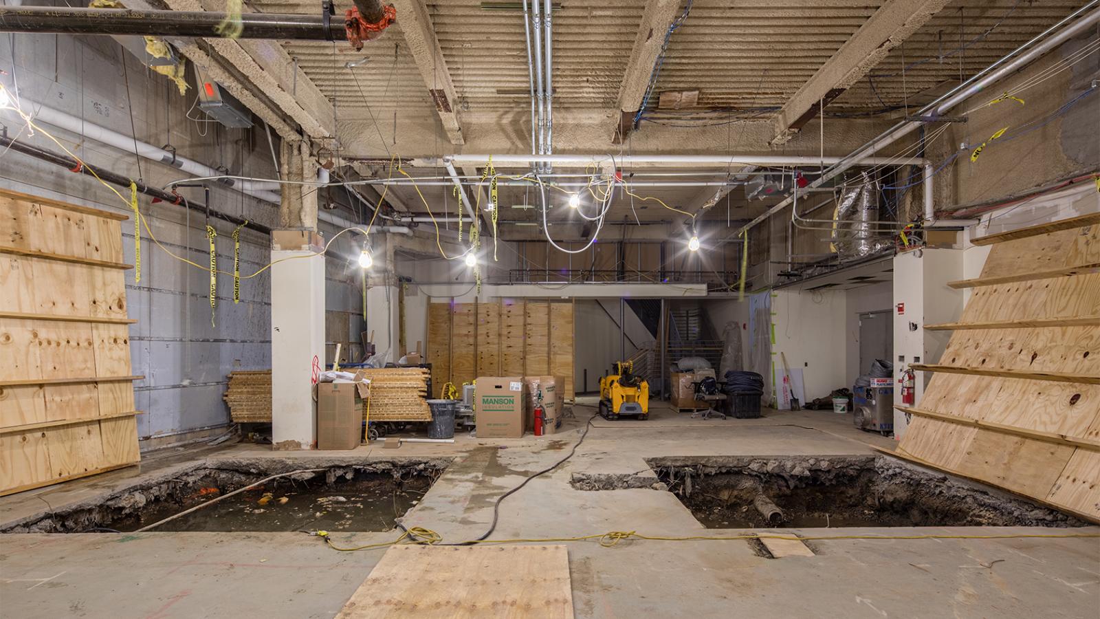 Interior of the Hammer LL2 construction site, showing two open pits