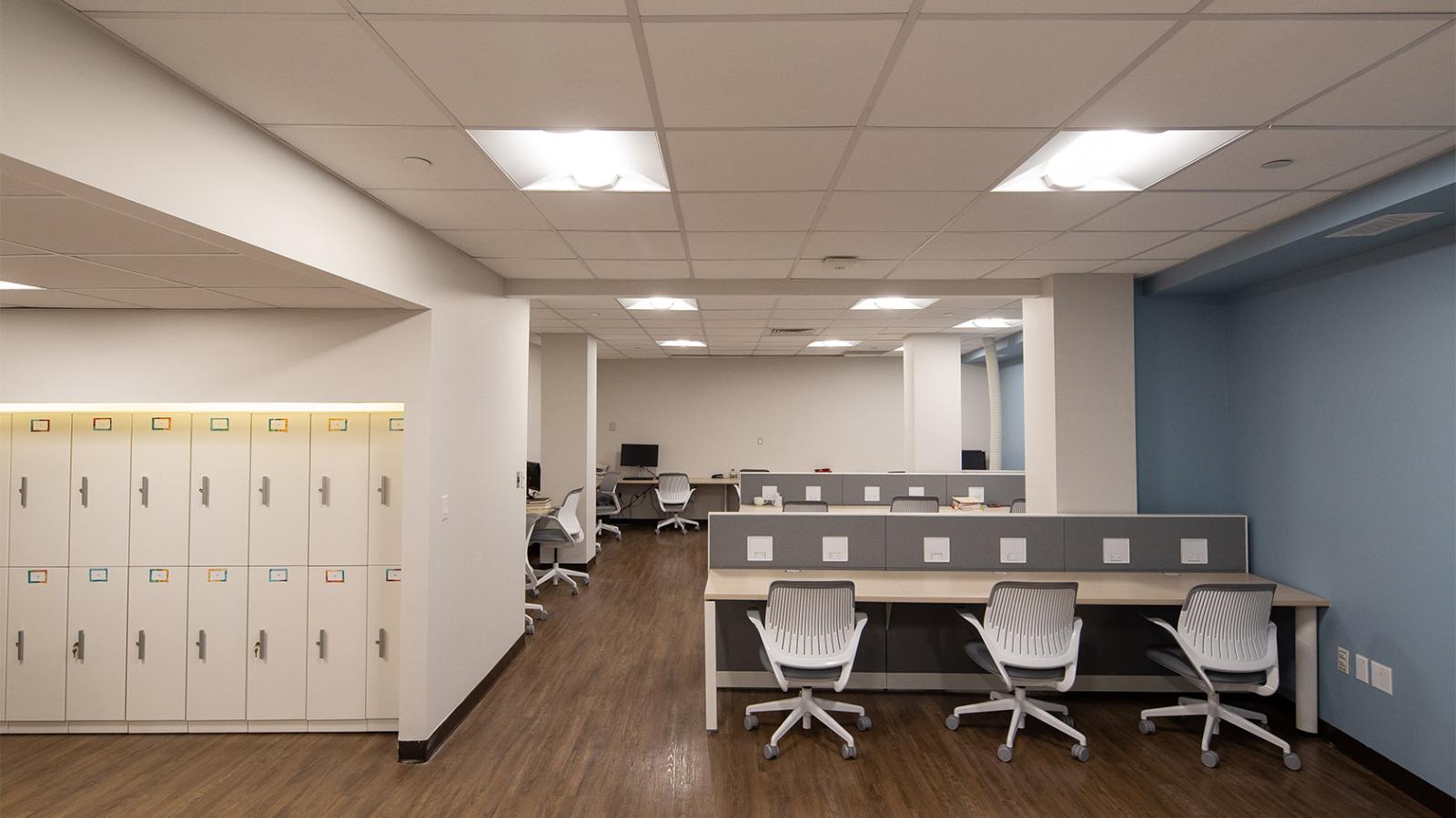 Renovated and refreshed study space with lockers