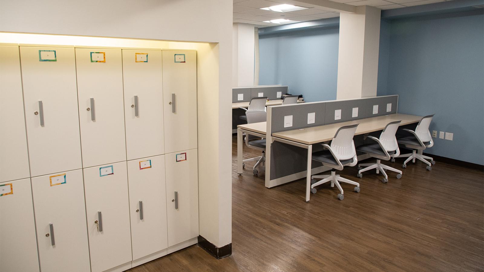 Renovated and refreshed study space with lockers