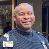 An image of Columbia University Public Safety officer Taufik Balla, working on the CUIMC campus.